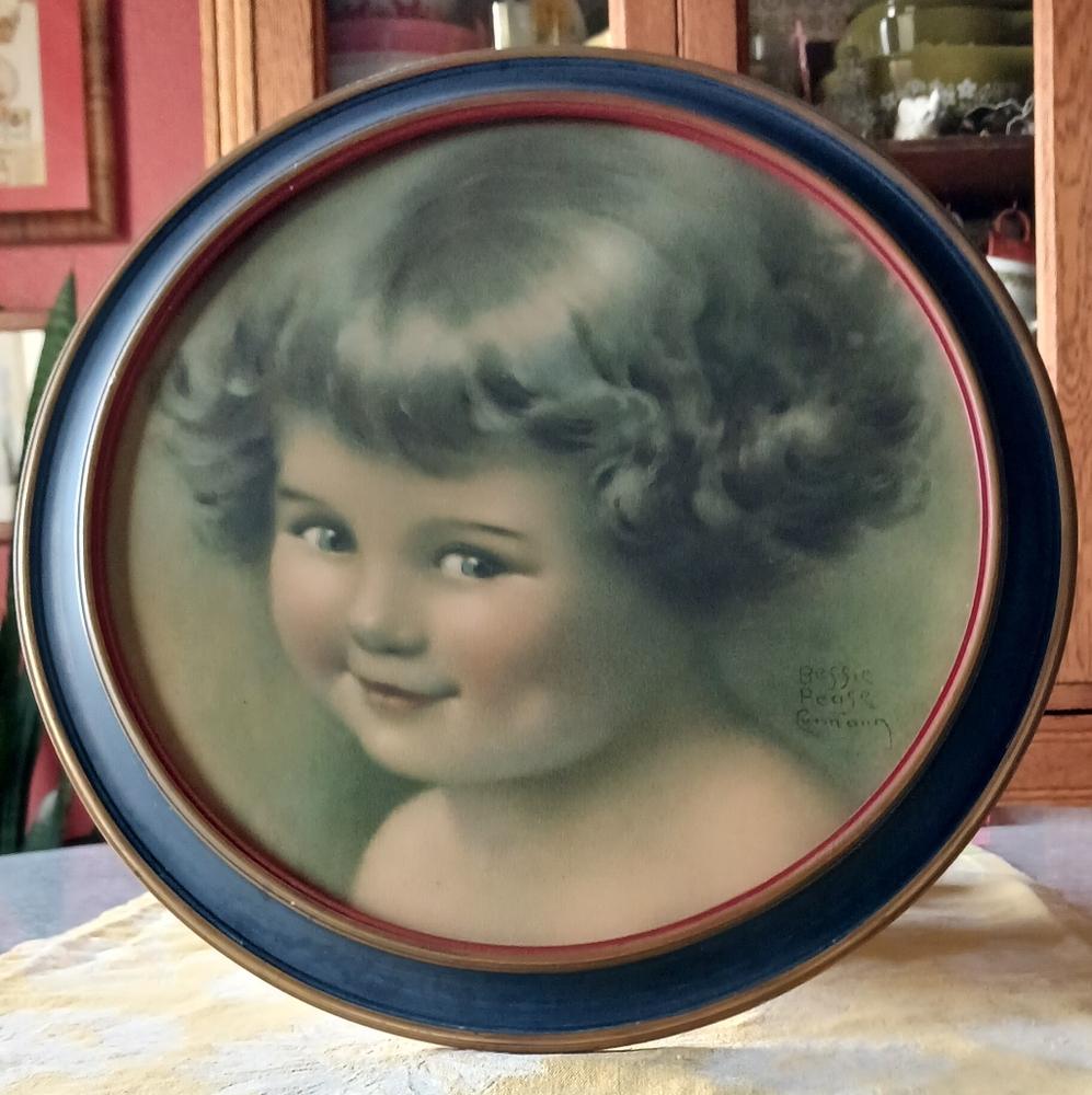 Vintage~ adorable girl framed print by Bessie Pease Gutmann